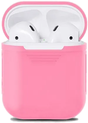 Pink Airpods Case With Earbuds PNG Image