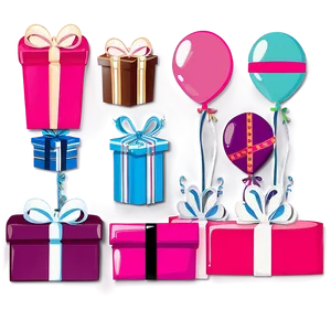 Pink Balloons And Gifts Png 30 PNG Image