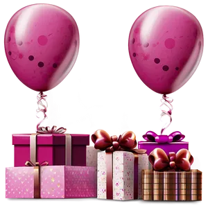 Pink Balloons And Gifts Png 82 PNG Image