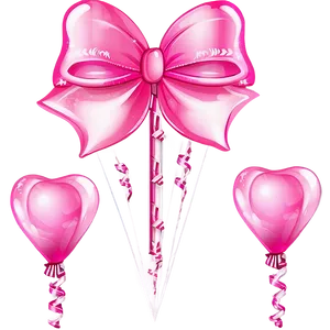 Pink Balloons With Bows Png 06122024 PNG Image