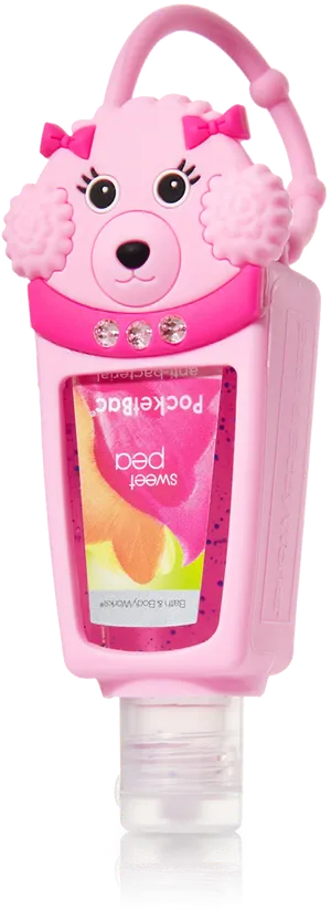 Pink Bear Hand Sanitizer Holder PNG Image