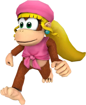 Pink Beret Monkey Character PNG Image