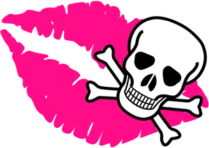 Pink Black Kiss Skull Illusion PNG Image