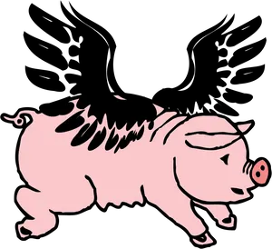 Pink Black Silhouette Pig Illustration PNG Image