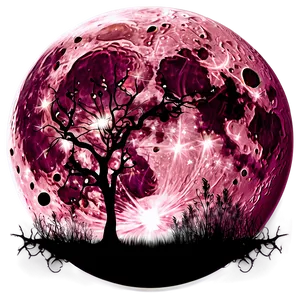 Pink Blood Moon Eerie Scene Png Qsy PNG Image