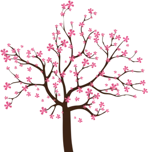 Pink Blossom Tree Vector Illustration PNG Image