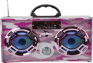 Pink Camouflage Boombox PNG Image