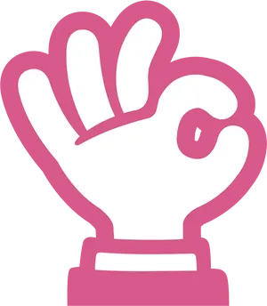 Pink Cartoon Glove Hand Gesture PNG Image