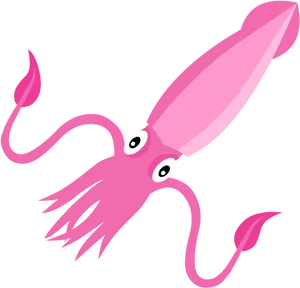 Pink Cartoon Squid Illustration PNG Image