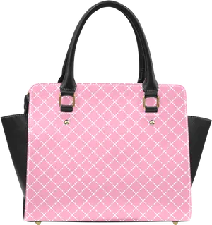 Pink Checkered Tote Handbag PNG Image