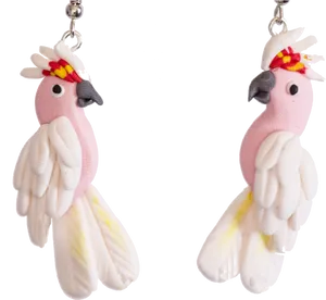 Pink Cockatoo Earrings PNG Image