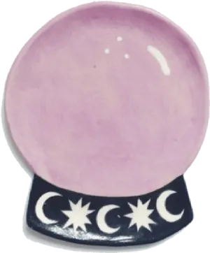 Pink Crystal Ballwith Moonand Stars Base PNG Image