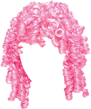 Pink Curly Wig Isolated PNG Image