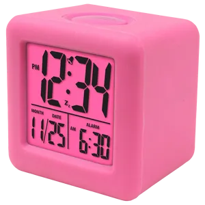 Pink Digital Alarm Clock PNG Image