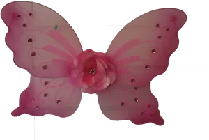 Pink Fairy Wingswith Flower Accent PNG Image