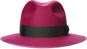 Pink Fedora Hat Black Band PNG Image