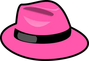 Pink Fedora Hat Illustration PNG Image