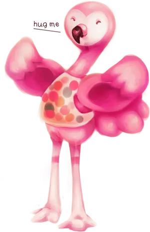 Pink Flamingo Character Hug Me PNG Image