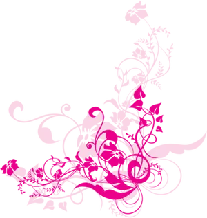 Pink Floral Abstract Designon Black Background PNG Image