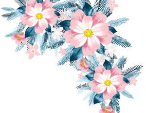 Pink_ Floral_ Arrangement_on_ Black_ Background PNG Image