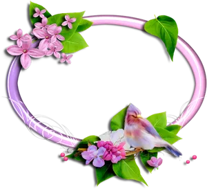 Pink_ Floral_ Bird_ Frame PNG Image