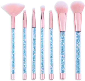 Pink Floral Makeup Brush Set PNG Image