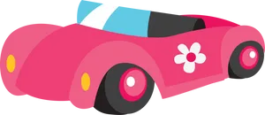 Pink Flower Cartoon Car PNG Image