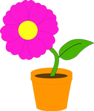 Pink Flowerin Pot Vector Illustration PNG Image