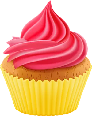 Pink Frosted Cupcake Illustration PNG Image