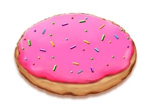 Pink Frosted Sprinkle Cookie PNG Image