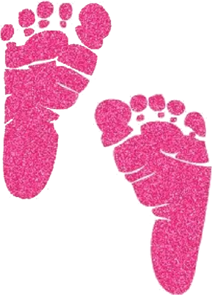 Pink Glitter Baby Footprints PNG Image