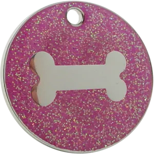 Pink Glitter Dog Bone Tag PNG Image