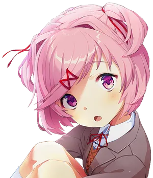 Pink Haired Anime Girl Emoji.png PNG Image