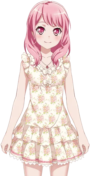 Pink Haired Anime Girl With Bangs PNG Image