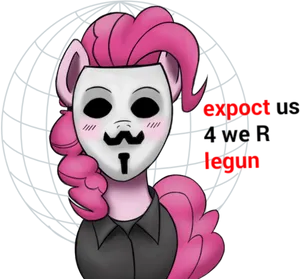 Pink Haired Characterwith Anonymous Mask PNG Image