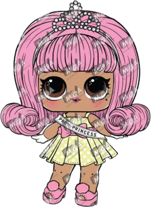 Pink Haired L O L Doll Princess PNG Image