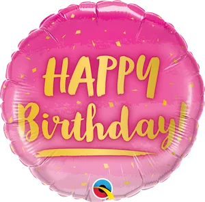 Pink Happy Birthday Balloon PNG Image