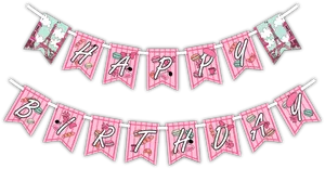 Pink Happy Birthday Banner PNG Image