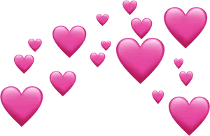 Pink Heart Emojis Black Background PNG Image