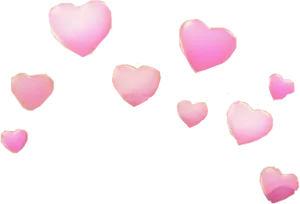 Pink Hearts Against Black Background PNG Image