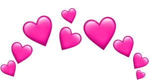 Pink Hearts Black Background PNG Image