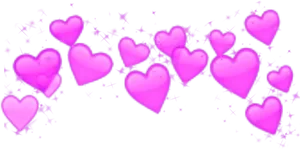 Pink Hearts Glowing Stars Background PNG Image