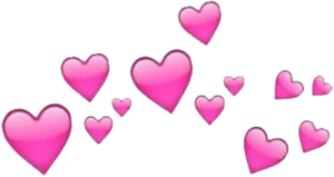 Pink Hearts Scattered Black Background PNG Image