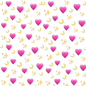 Pink Hearts Stars Moons Pattern PNG Image