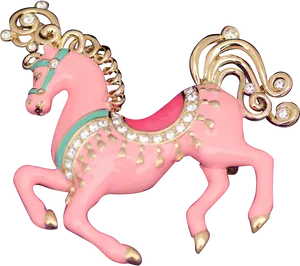 Pink Horse Charm Jewelry PNG Image