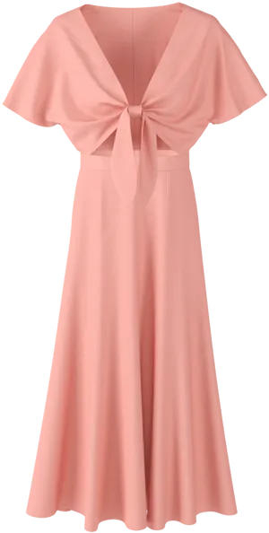 Pink Knot Front Midi Dress PNG Image