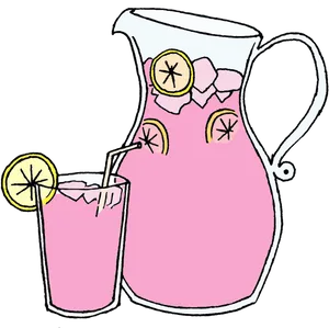 Pink Lemonade Pitcherand Glass PNG Image