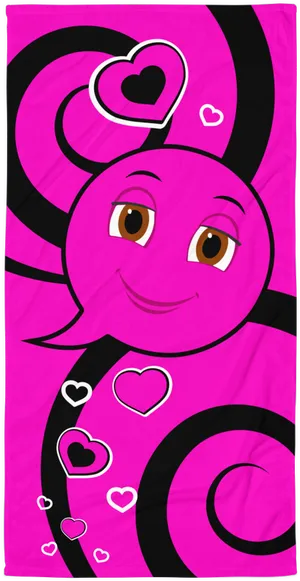 Pink Love Worm Character Towel PNG Image