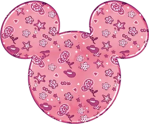 Pink Mickey Mouse Head Pattern PNG Image