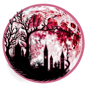 Pink Moon In Gothic Style Png Xwm PNG Image